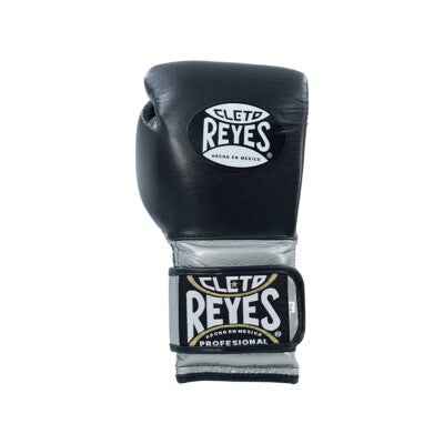 Cleto Reyes Professional High-Compression Hook & Loop Training & Sparring Gloves - Black & Silver - All Sizes Available - PunchPro Boxing