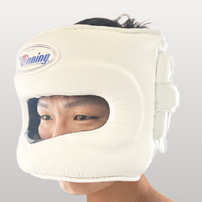 Winning FG-5000 Face Saver Headgear – White | Full-Face Protection for Boxing & Sparring - PunchPro Boxing