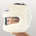 Winning FG-5000 Face Saver Headgear – White | Full-Face Protection for Boxing & Sparring - PunchPro Boxing