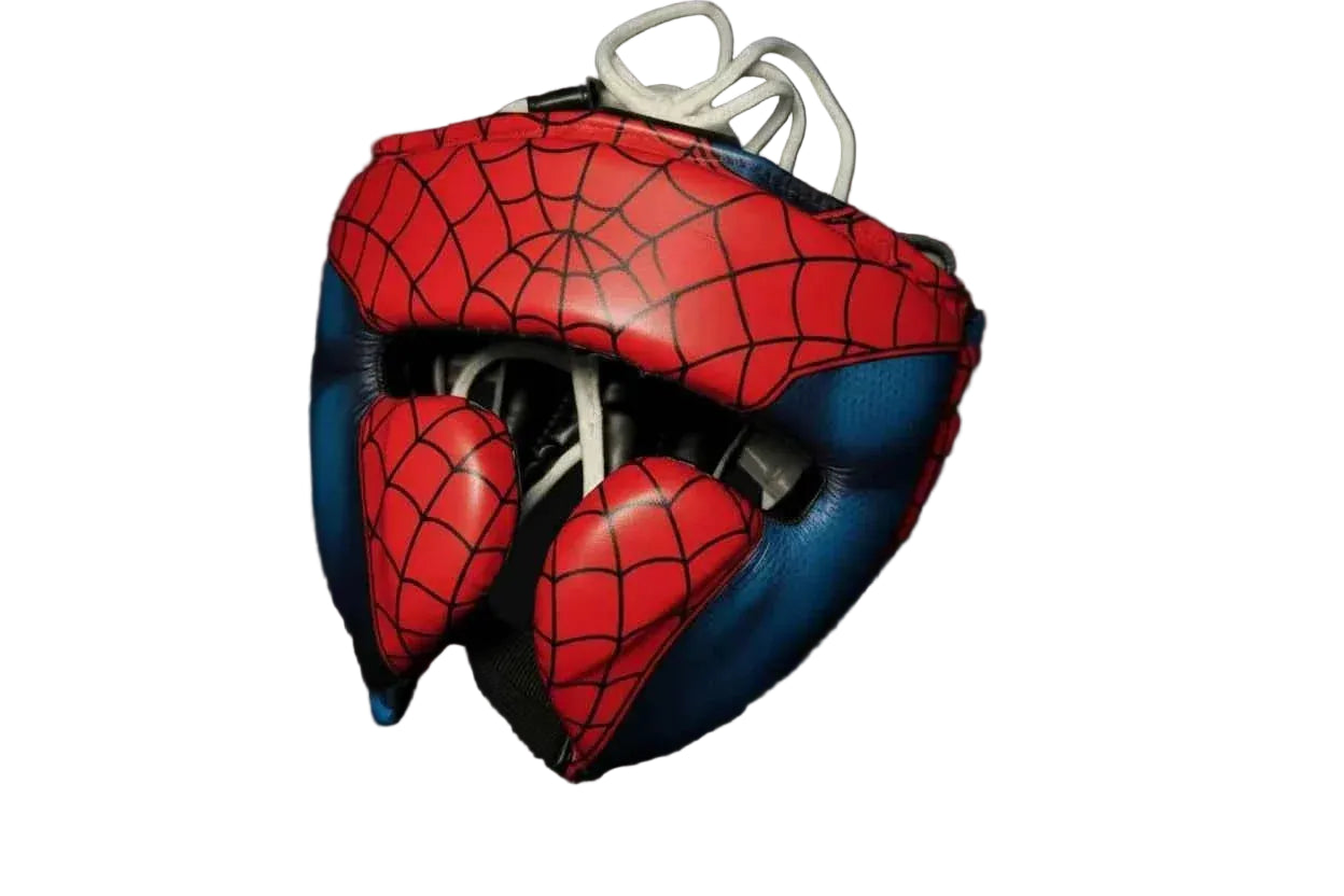 Custom Spider-Man Sparring Set - Hand-Crafted Leather Gloves, Headgear & Groinguard - PunchPro Boxing
