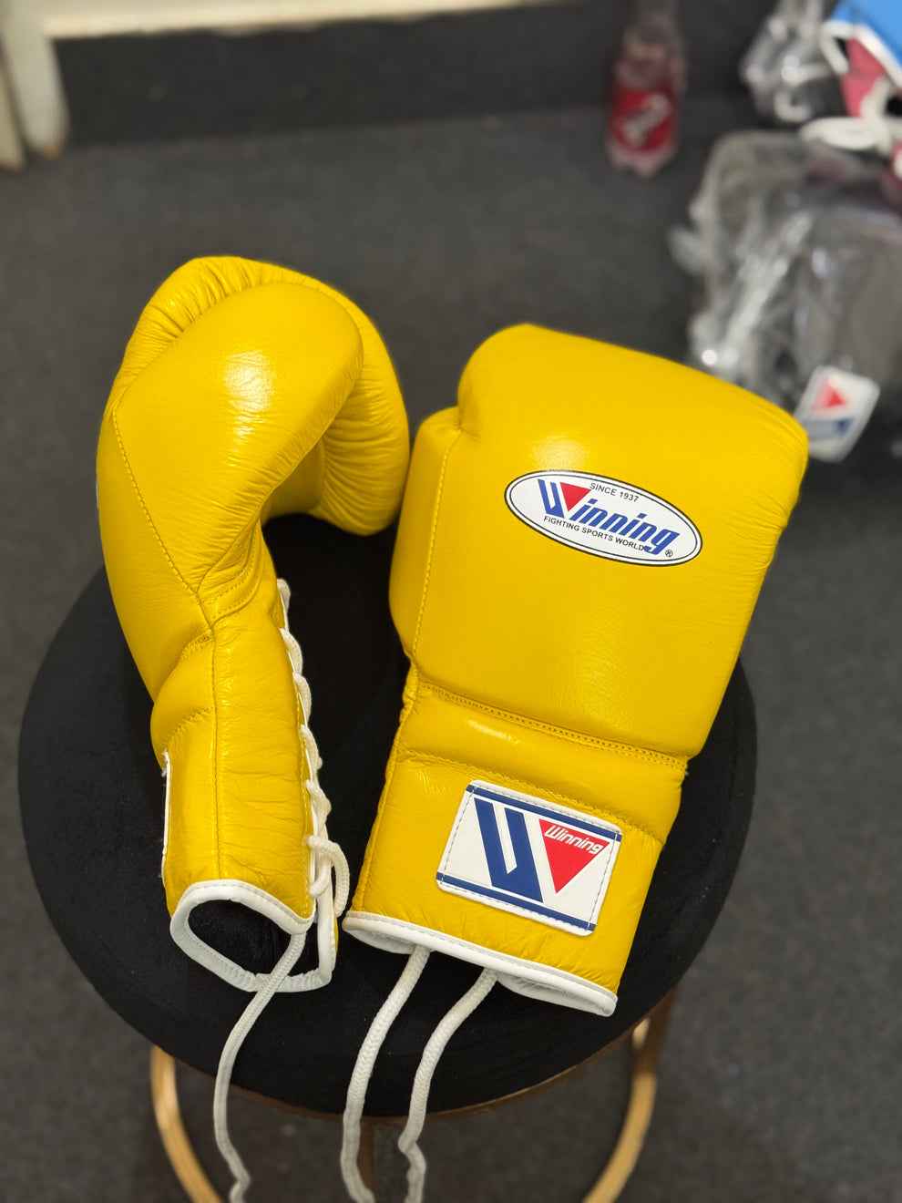 Winning Boxing Gloves MS-600 Yellow | Handmade Japanese Lace-Up Sparring Gloves - PunchPro Boxing
