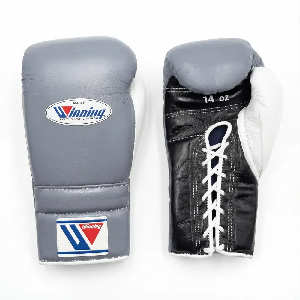 Winning Japan Professional Boxing Gloves MS-500 - Grey, Black & White Custom Tri-Tone - PunchPro Boxing
