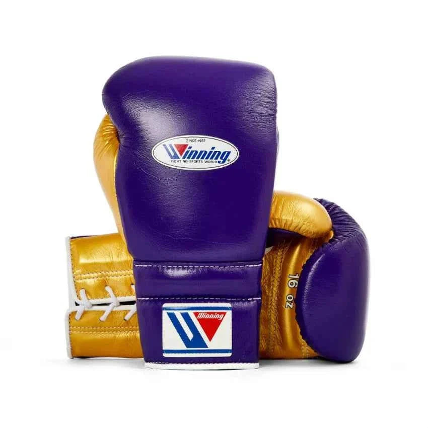 Winning Japan Boxing Gloves MS-600 - Royal Purple & Metallic Gold Custom Edition - PunchPro Boxing