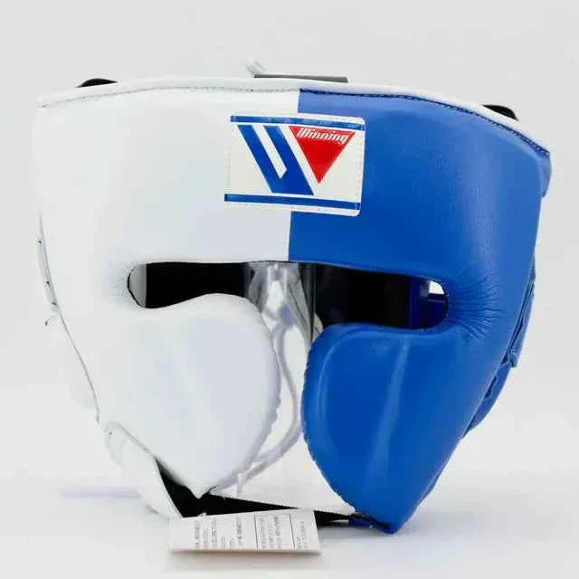 Winning Japan Professional Boxing Headgear FG-2900 - Custom White & Royal Blue Two-Tone Design - PunchPro Boxing