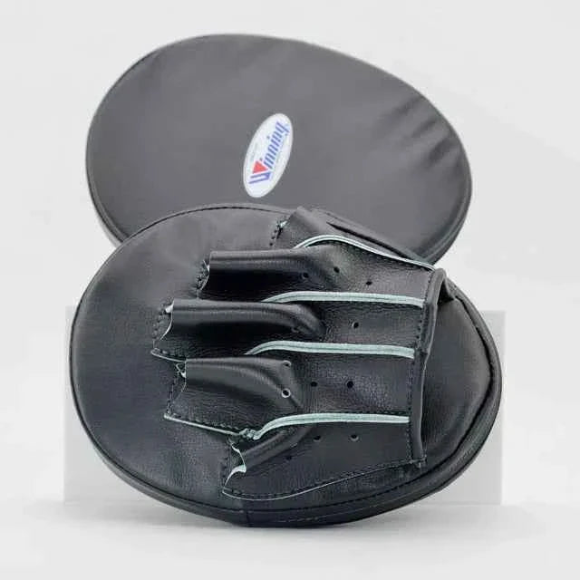 Winning Japan Curved Focus Mitts CM-20 - Classic Black Training Gear - PunchPro Boxing