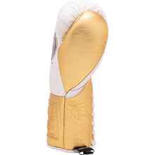 No Boxing No Life Professional Lace-Up Boxing Gloves - White & Metallic Gold Edition - PunchPro Boxing