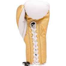 No Boxing No Life Professional Lace-Up Boxing Gloves - White & Metallic Gold Edition - PunchPro Boxing