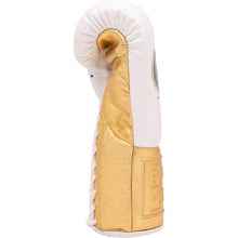 No Boxing No Life Professional Lace-Up Boxing Gloves - White & Metallic Gold Edition - PunchPro Boxing