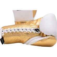 No Boxing No Life Professional Lace-Up Boxing Gloves - White & Metallic Gold Edition - PunchPro Boxing