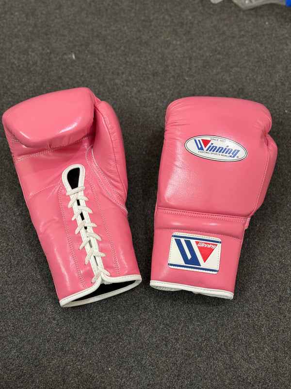 Winning Custom Pink Boxing Gloves - Premium Japan-Made Lace-Up Sparring Gloves (8oz–20oz Available) - PunchPro Boxing