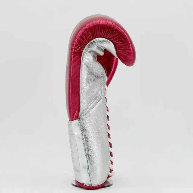 No Boxing No Life Lace-Up Gloves - Metallic Pink & Silver CA Custom Edition - PunchPro Boxing