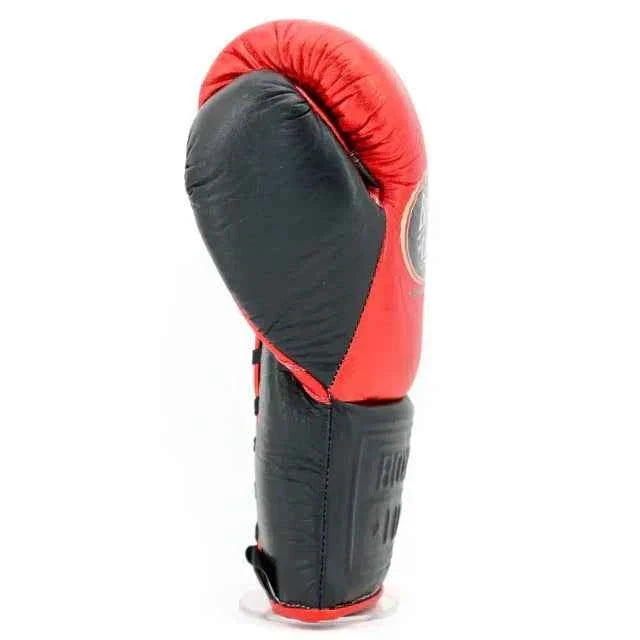 No Boxing No Life Lace-Up Gloves - Metallic Red & Black Custom Edition - PunchPro Boxing