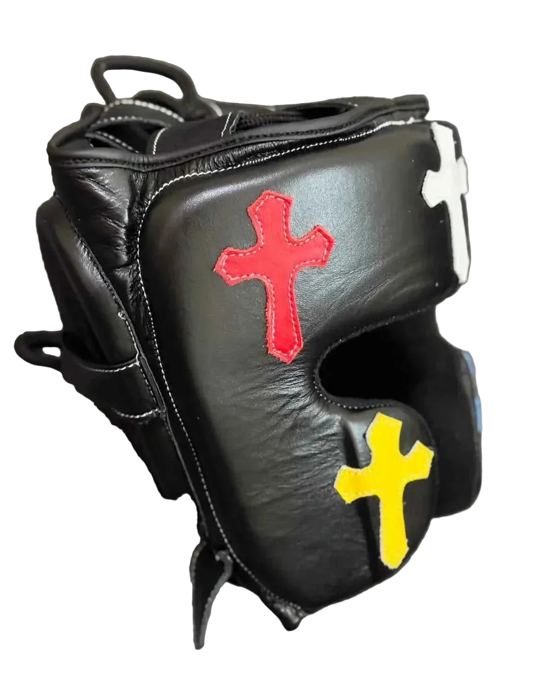 Winning Japan Boxing Headgear FG-2900 - Custom Multi-Color Cross Patchwork Design - PunchPro Boxing