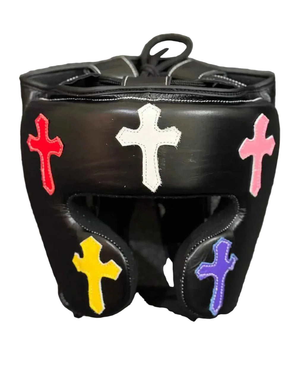 Winning Japan Boxing Headgear FG-2900 - Custom Multi-Color Cross Patchwork Design - PunchPro Boxing
