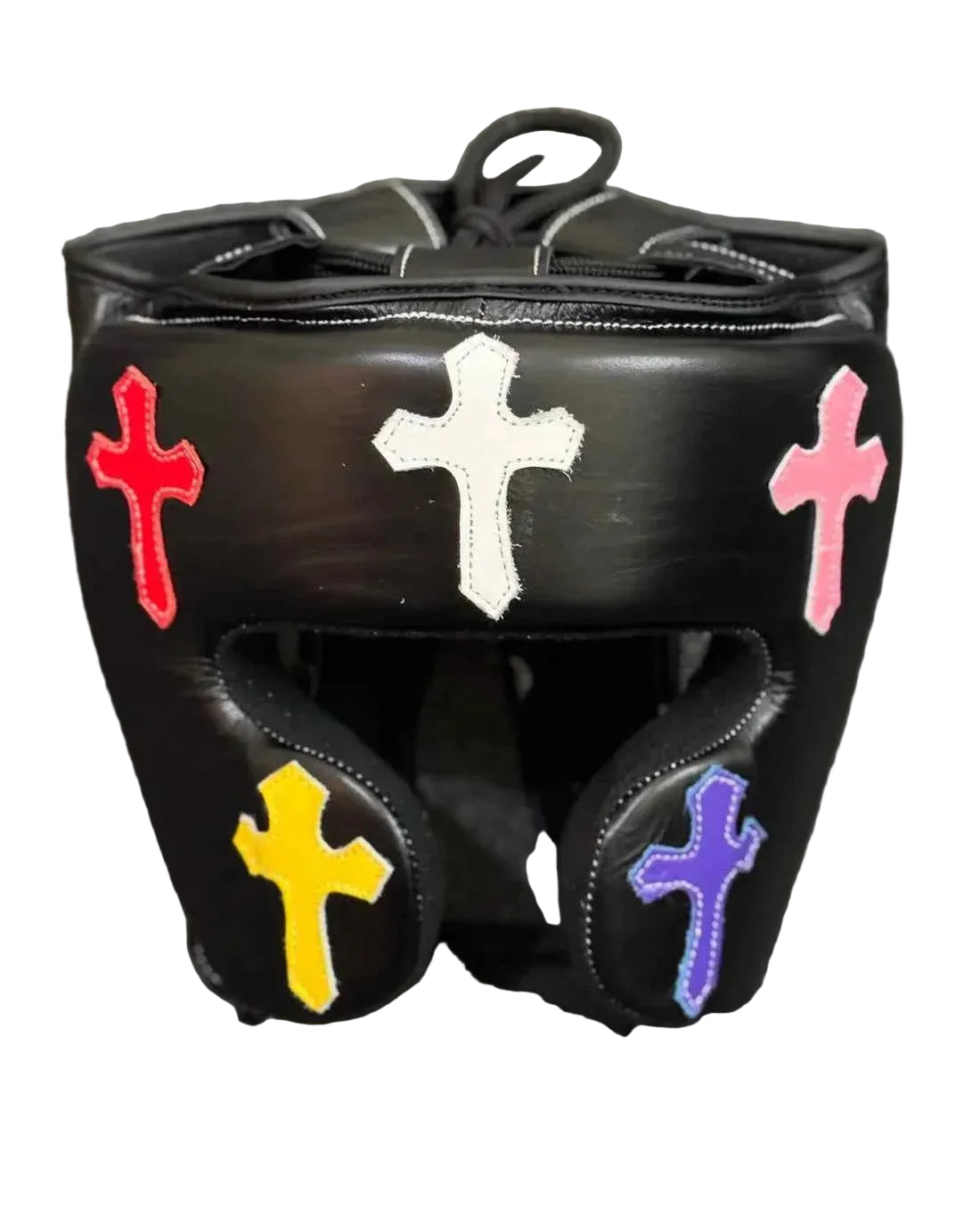Winning Japan Boxing Headgear FG-2900 - Custom Multi-Color Cross Patchwork Design - PunchPro Boxing