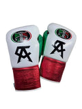 No Boxing No Life Custom Gloves - CA Mexican Flag Edition (White/Green/Metallic Red) - PunchPro Boxing