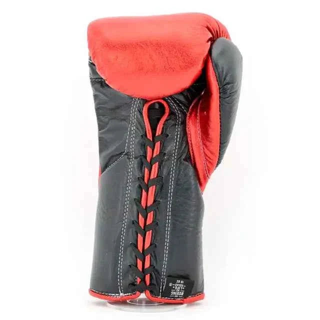 No Boxing No Life Lace-Up Gloves - Metallic Red & Black Custom Edition - PunchPro Boxing