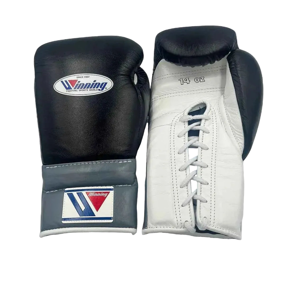 Winning Japan Boxing Gloves MS-500 - Custom Tri-Tone Black, White & Grey - PunchPro Boxing