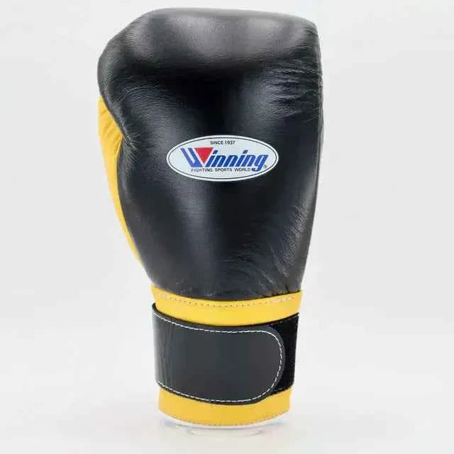 Winning Japan Professional Boxing Gloves MS-300-B Black & Yellow Custom Velcro Edition - Premium Quality and Performance - PunchPro Boxing