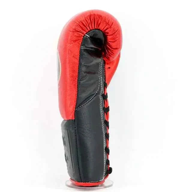 No Boxing No Life Lace-Up Gloves - Metallic Red & Black Custom Edition - PunchPro Boxing
