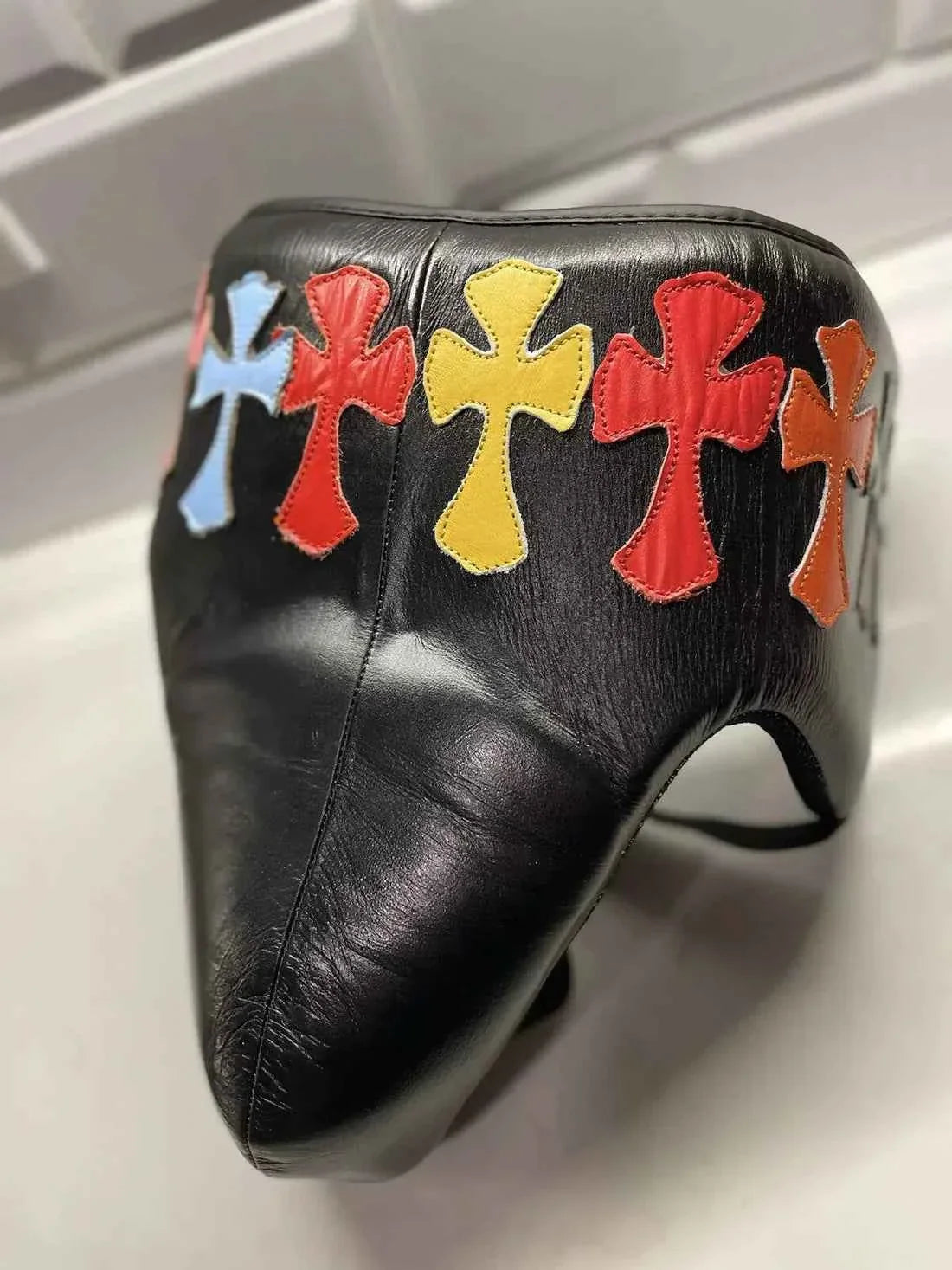 Winning Japan Groinguard CPS-500 Custom Chrome Multi-Color Cross Patchwork - PunchPro Boxing