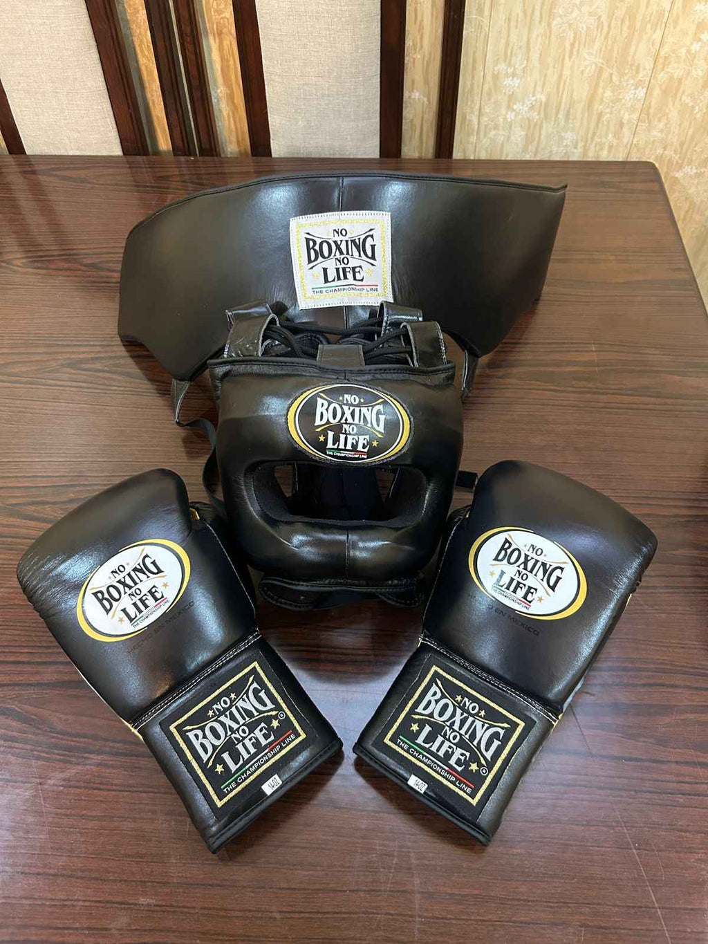 No Boxing No Life All-Black Complete Boxing Set (8oz–20oz) – Gloves, Headgear & Groin Guard for Professional Training & Sparring - PunchPro Boxing
