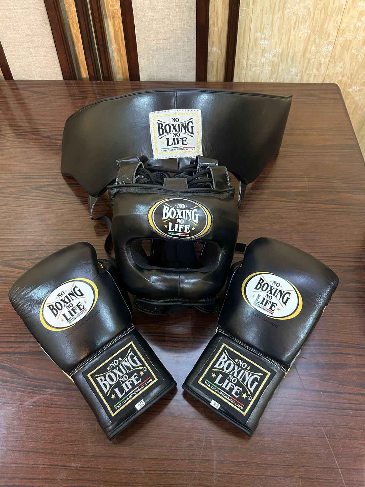 No Boxing No Life All-Black Complete Boxing Set (8oz–20oz) – Gloves, Headgear & Groin Guard for Professional Training & Sparring - PunchPro Boxing