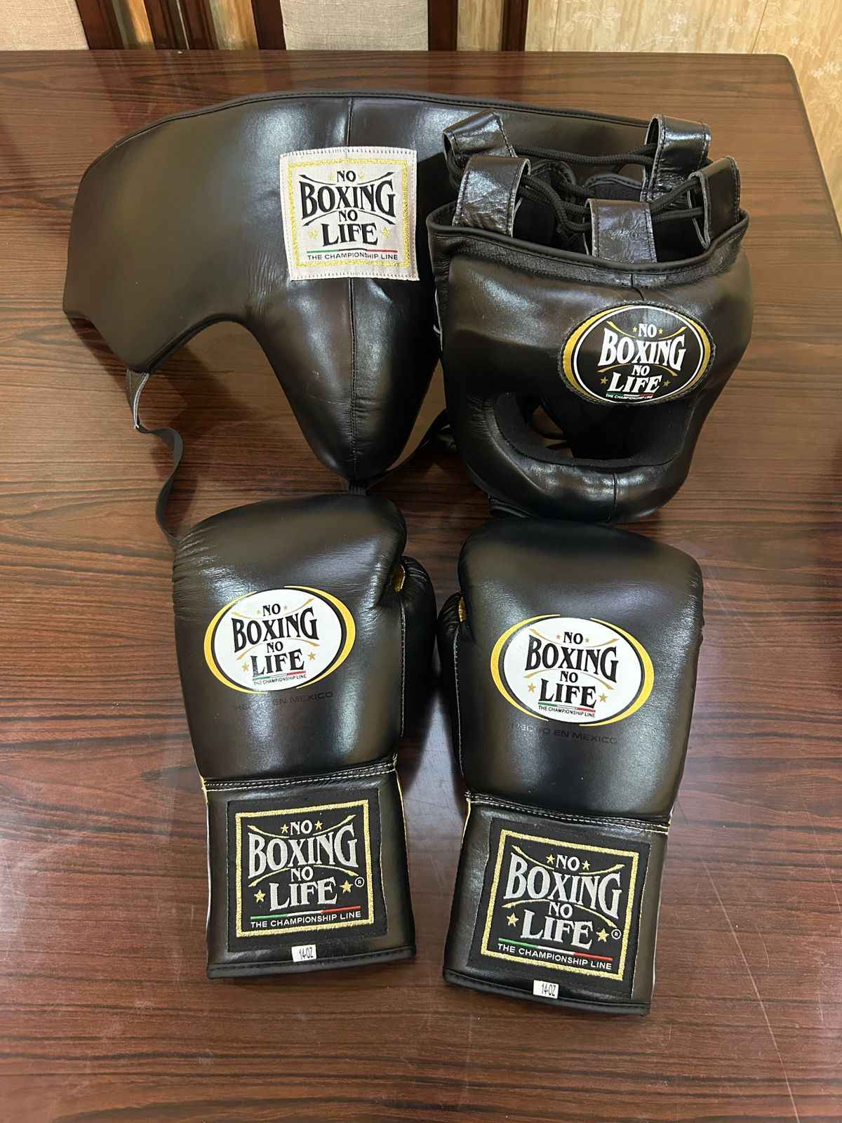 No Boxing No Life All-Black Complete Boxing Set (8oz–20oz) – Gloves, Headgear & Groin Guard for Professional Training & Sparring - PunchPro Boxing