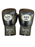 No Boxing No Life Boxing Gloves - Professional Lace-Up Black & Metallic Gold Edition - PunchPro Boxing