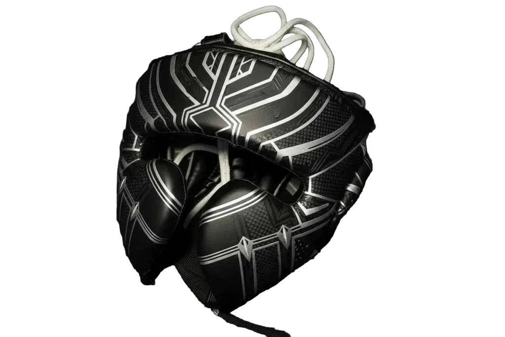 Custom Black Panther Sparring Set - Hand-Crafted Leather Gloves, Headgear & Groinguard - PunchPro Boxing