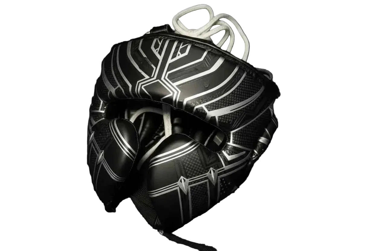 Custom Black Panther Sparring Set - Hand-Crafted Leather Gloves, Headgear & Groinguard - PunchPro Boxing
