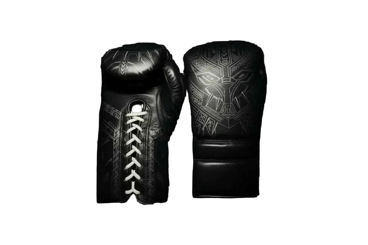 Custom Black Panther Sparring Set - Hand-Crafted Leather Gloves, Headgear & Groinguard - PunchPro Boxing
