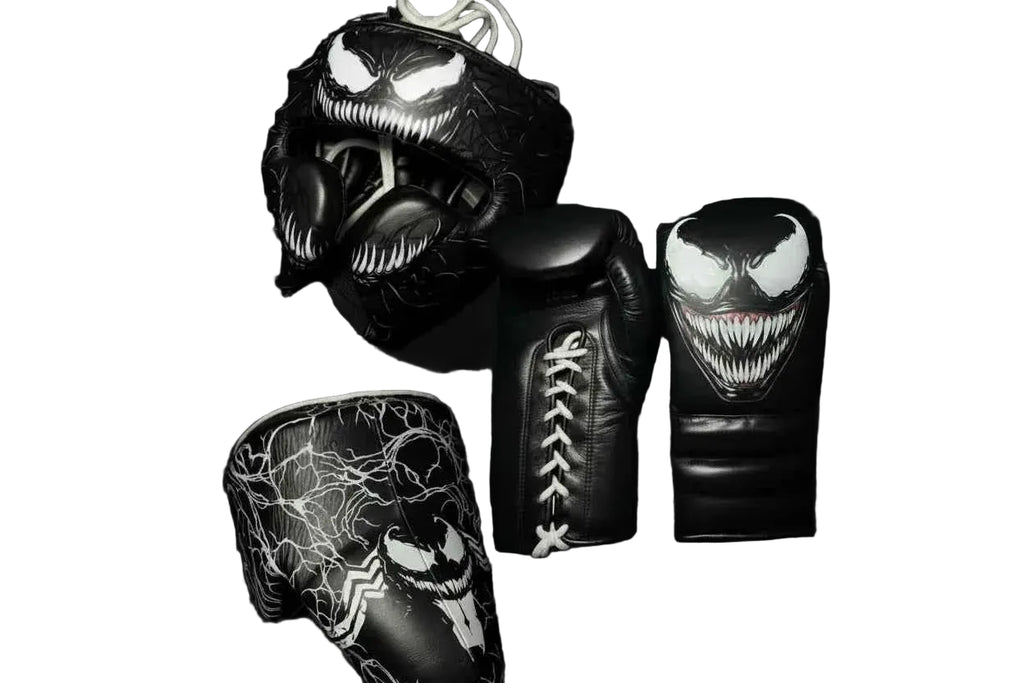 Custom Venom Sparring Set - Hand-Crafted Leather Gloves, Headgear & Groinguard - PunchPro Boxing