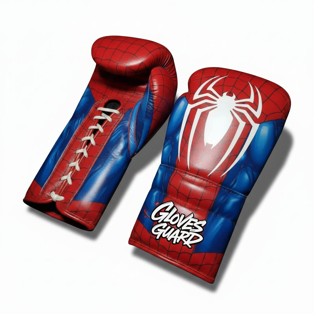 Custom Spider-Man Sparring Set - Hand-Crafted Leather Gloves, Headgear & Groinguard - PunchPro Boxing
