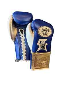 No Boxing No Life Boxing Gloves - Royal Blue & Metallic Gold Edition - PunchPro Boxing