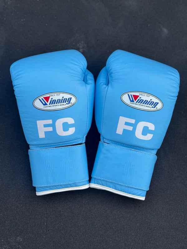 Winning Custom Velcro Boxing Gloves – Sky Blue Leather | Personalized Training & Sparring Gloves (8oz–20oz) - PunchPro Boxing
