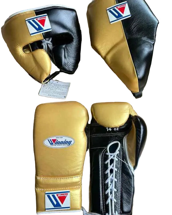 Winning Professional Boxing Training Set - Custom Metallic Gold & Black Vertical Split Edition - PunchPro Boxing