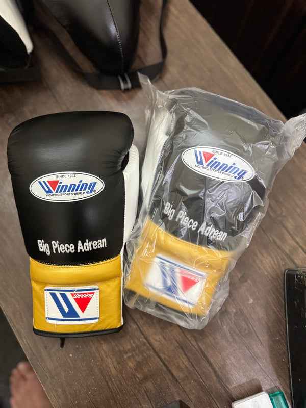 Winning Professional Boxing Training Set - Custom Metallic Gold & Black Vertical Split Edition - PunchPro Boxing
