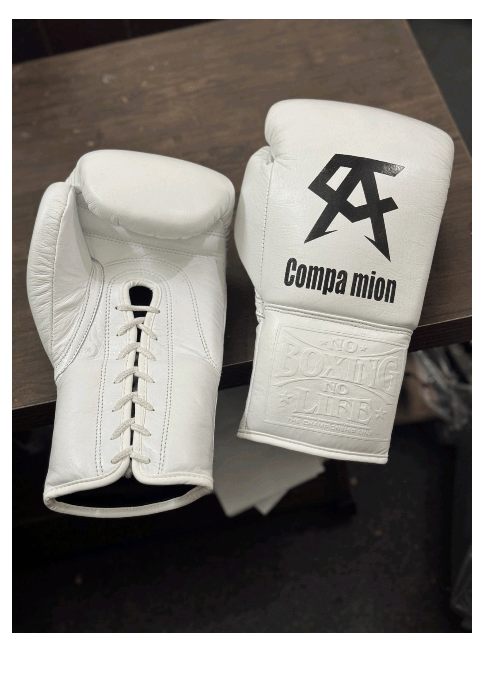 No Boxing No Life Professional Training Gloves - Compa mion White Edition - PunchPro Boxing