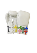Winning Professional Boxing Gloves - Custom White Multi-Color Cross Patch Edition - PunchPro Boxing