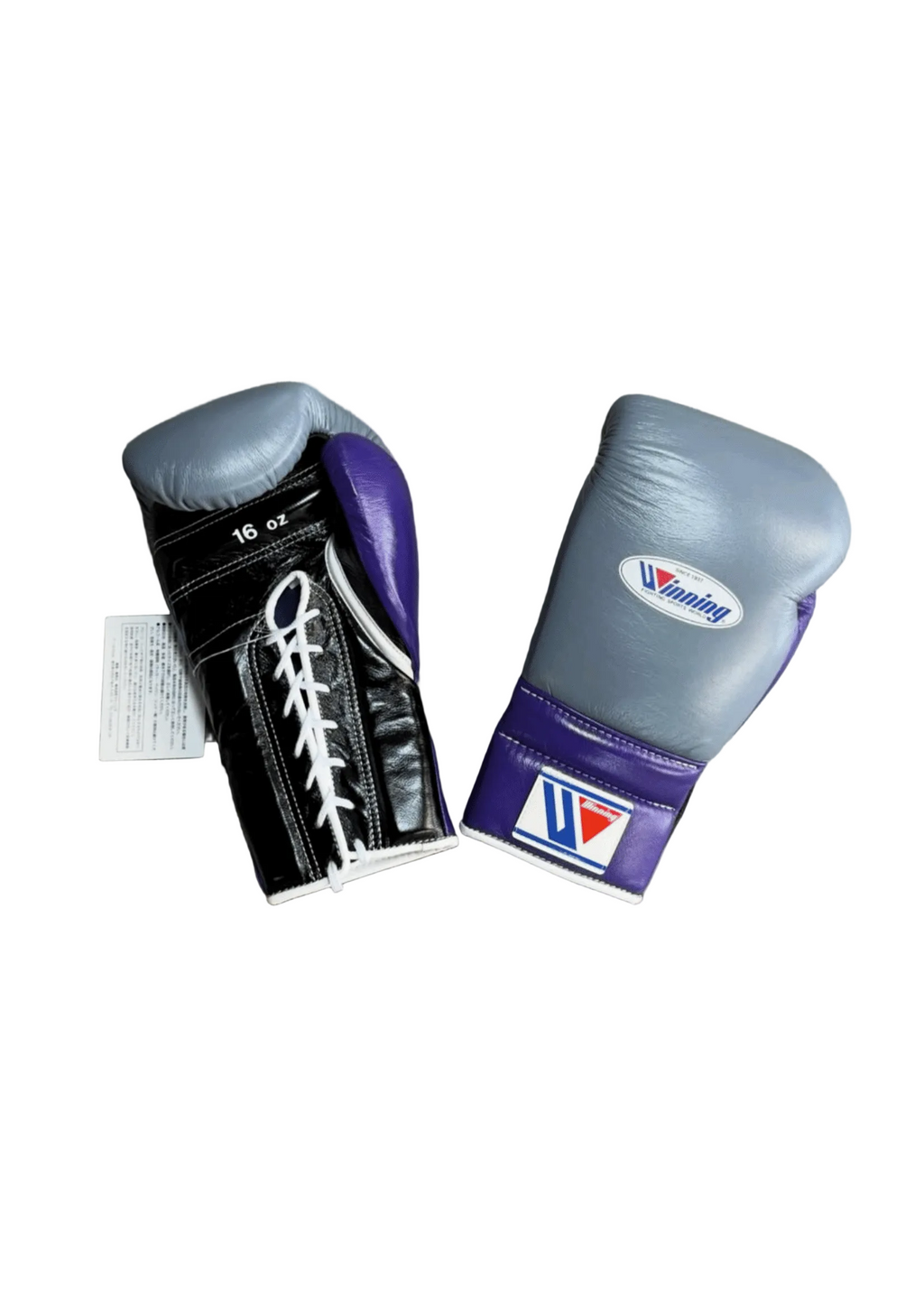 Winning Professional Lace-Up Boxing Gloves - Custom Grey & Purple - PunchPro Boxing