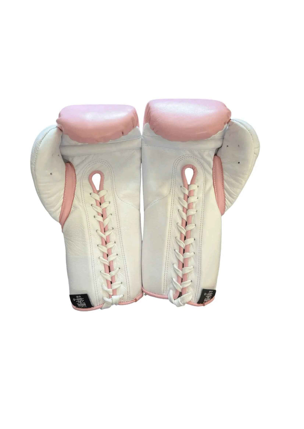 No Boxing No Life Pink & White Lace-Up Boxing Gloves | Professional Mexican Training & Sparring Gloves - PunchPro Boxing