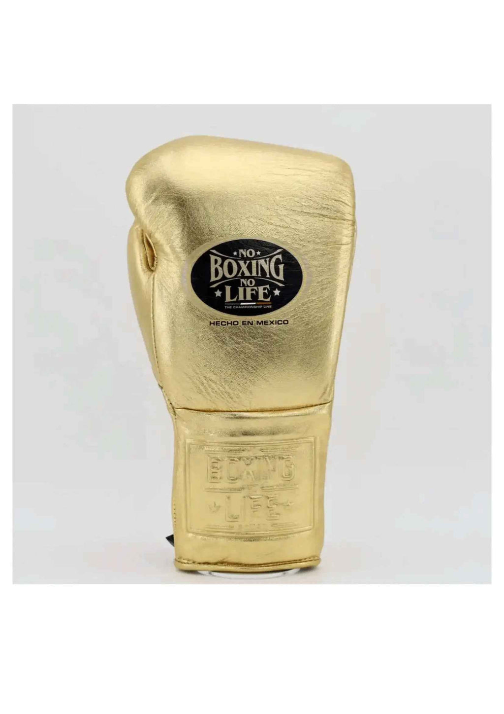 No Boxing No Life Professional Lace-Up Boxing Gloves - Metallic Gold Edition - PunchPro Boxing