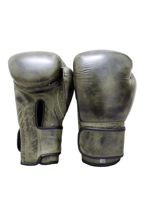 Army Green Leather Boxing Gloves – Velcro Closure | Premium Training & Sparring Gloves (8oz–20oz) - PunchPro Boxing