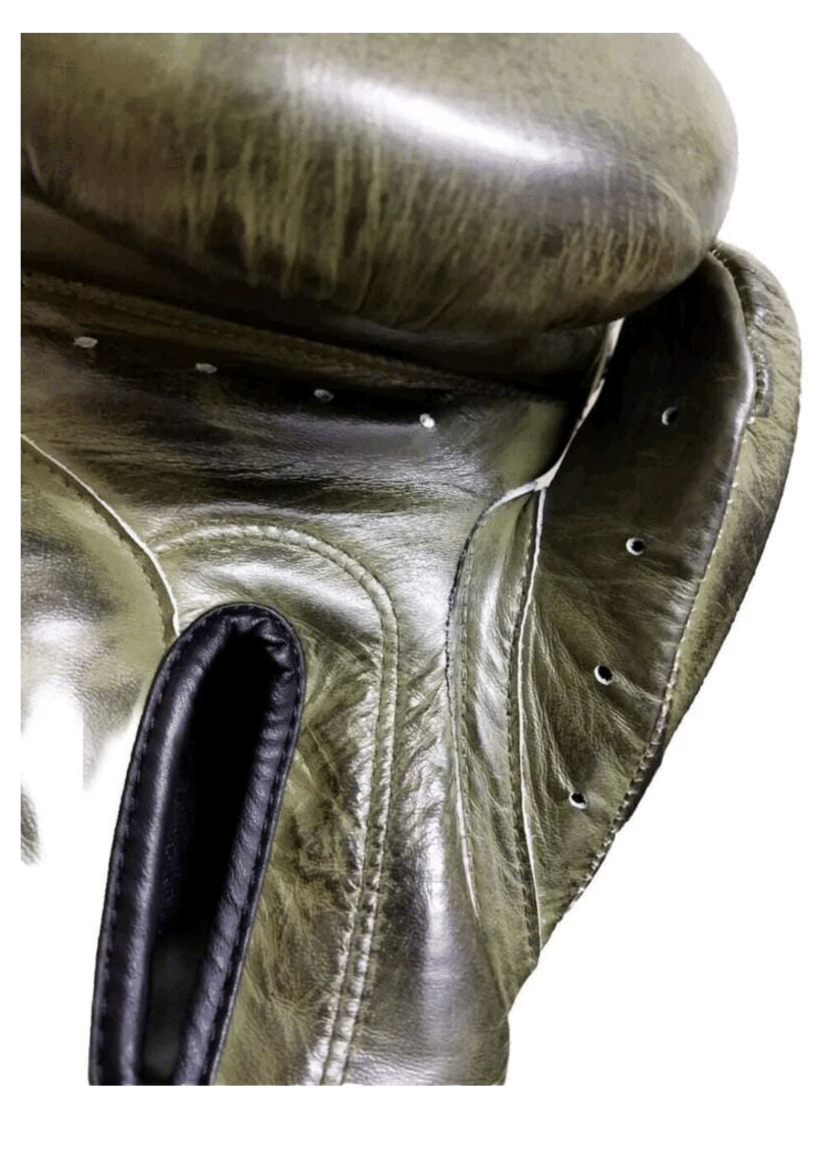 Army Green Leather Boxing Gloves – Velcro Closure | Premium Training & Sparring Gloves (8oz–20oz) - PunchPro Boxing