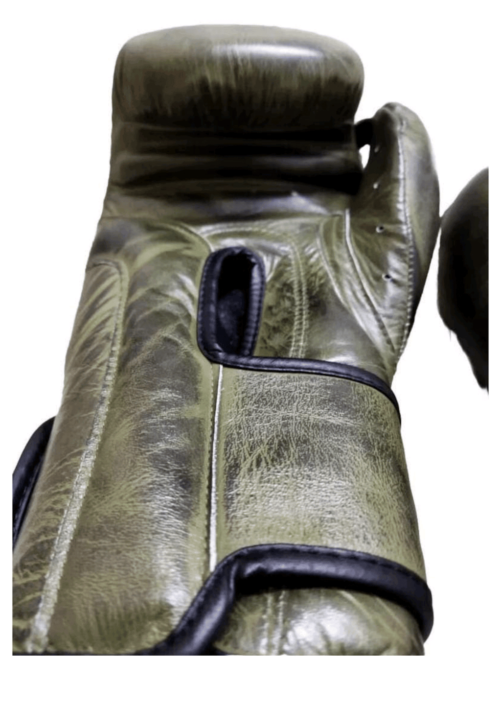 Army Green Leather Boxing Gloves – Velcro Closure | Premium Training & Sparring Gloves (8oz–20oz) - PunchPro Boxing