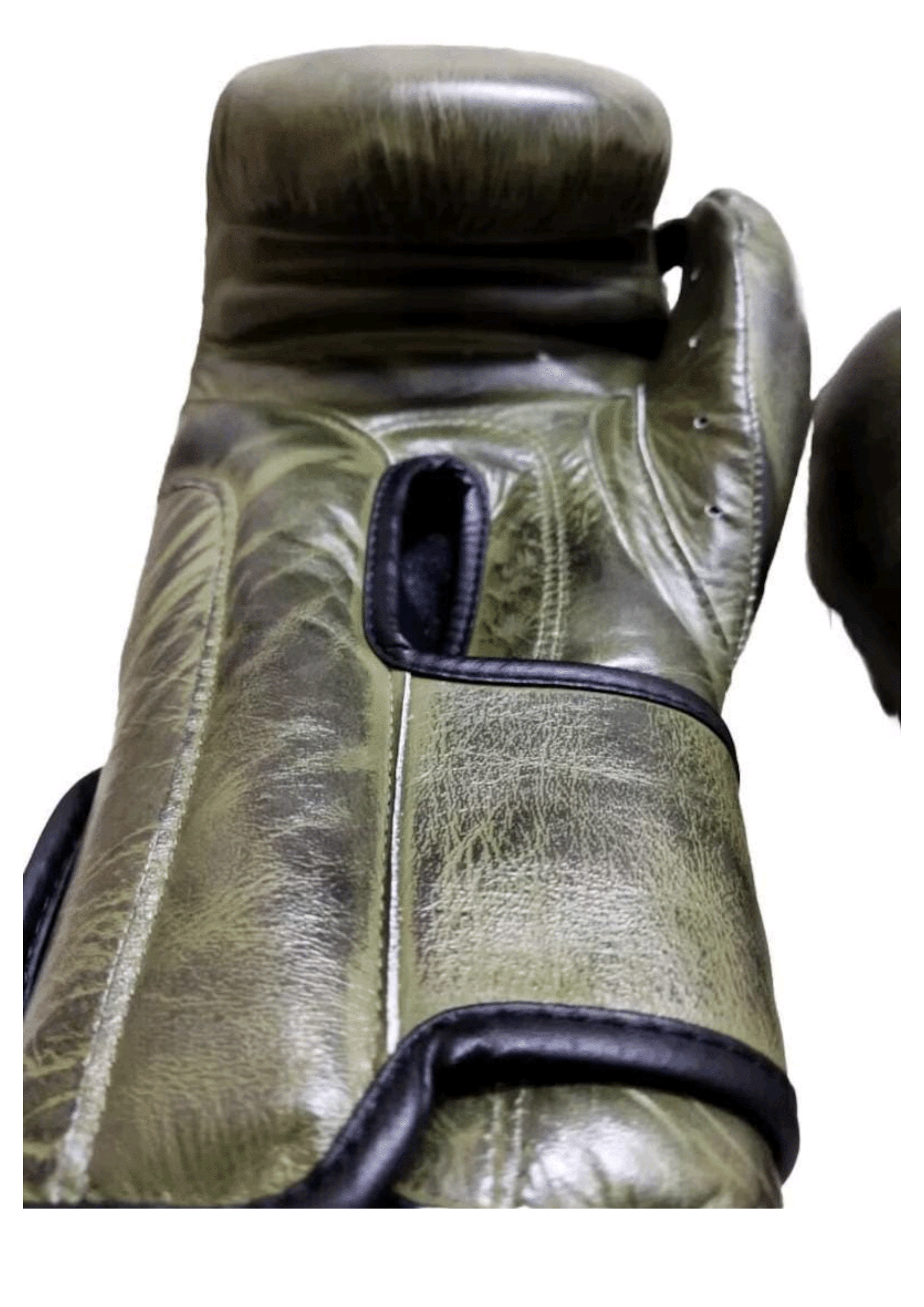 Army Green Leather Boxing Gloves – Velcro Closure | Premium Training & Sparring Gloves (8oz–20oz) - PunchPro Boxing