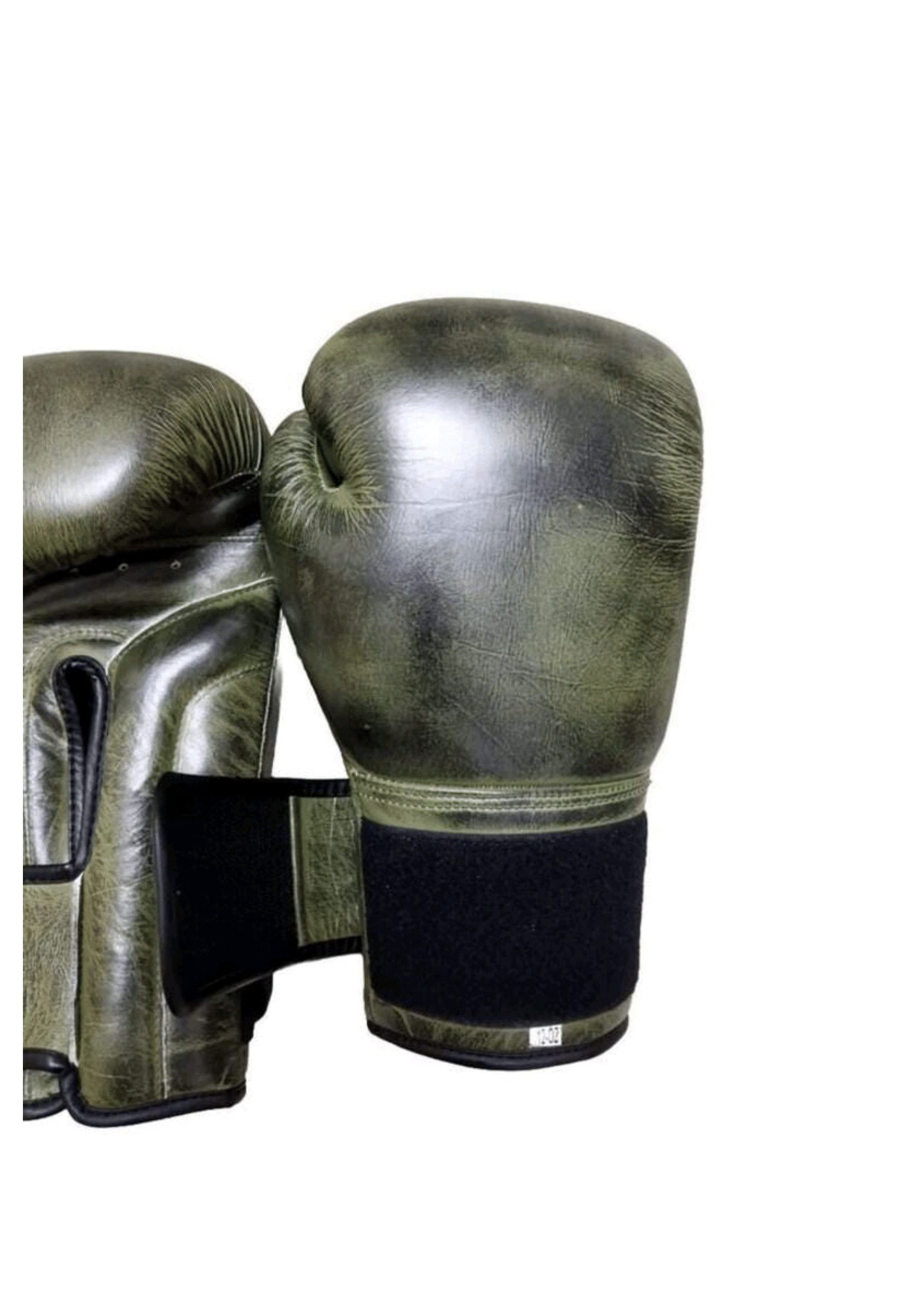 Army Green Leather Boxing Gloves – Velcro Closure | Premium Training & Sparring Gloves (8oz–20oz) - PunchPro Boxing