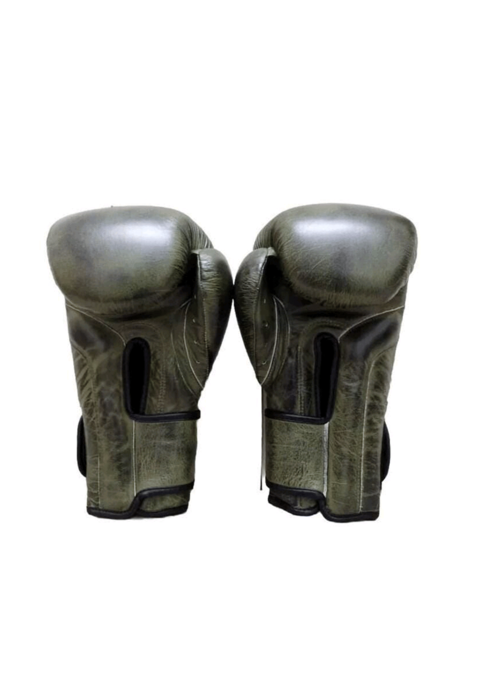 Army Green Leather Boxing Gloves – Velcro Closure | Premium Training & Sparring Gloves (8oz–20oz) - PunchPro Boxing