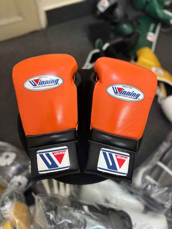Winning Boxing Gloves - Professional Orange & Black Training & Sparring Gloves in 8oz, 10oz, 12oz, 14oz, 16oz Sizes - PunchPro Boxing